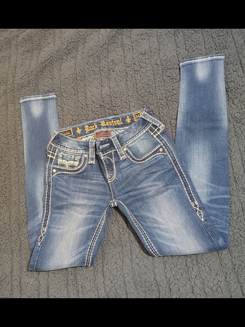 Rock Revival Women's Distressed Skinny Jeans in Medium Blue